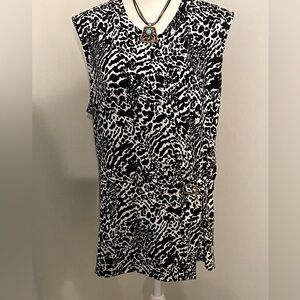 Michael Kors Black and White Sleeveless Blouse